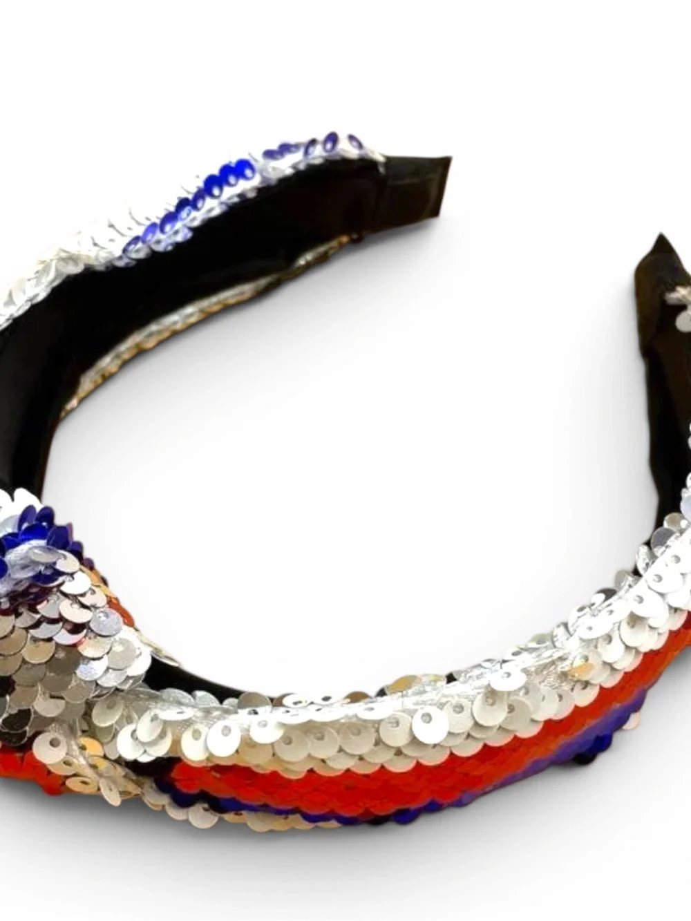 NWOT Patriotic Red White Blue Sequin Top Knot Headband
